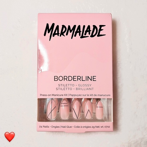 Marmalade Other - Marmalade Borderline Stiletto Glossy Pink Press On Nail Kit New Clearance